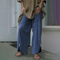 Teretne hlače Žene Mother Day Pokloni Labavi puni u boji Casual Wide nogu Split Dugmas Hlače Rođendani