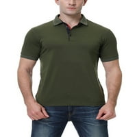 Beiwei Men Casual Solid Color Tee Dugme Down Atletic Polo majica Rezervirajte izrez Sport T majice