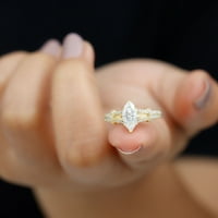 Solitaire Moissanite dizajnerski zaručni prsten sa bočnim kamenjem za žene, 14k žuto zlato, SAD 10,50