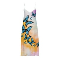 Ženske ljetne haljine Grafički leptir tiskani haljina labava TOKOVI MAXI haljina bez rukava bez rukava