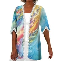 Strungten ženska majica bluza Outerwear Print polovina rukava Ležerne prilike za praznike Basic čipke