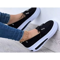 Daeful Womenske platforme platforme čipke čipke za cipele za cipele na loaferu Vanjski komfor gust klinasti