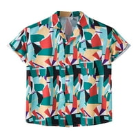 Avamo Men Gumb dolje Havajska geometrijska printa T majica rezervacije Ležerne prilike Cvjetne majice
