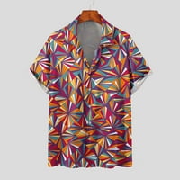 Golf majice za muškarce Men Casual tipke Color Block Hawaii Print sa džepnim pauzicom Shortwere Majica