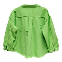 Zodanni Žene Trane Jakne Lapel izrez Košulje Casual bluza Modna tunika košulja Ured za svetlo Zeleno
