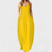 Casual Maxi haljina za žene Čvrsta labava duga haljina prevelika haljina za odmor Boho Beach Sundress