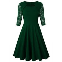 Ženske haljine midi haljina, moda A-line čvrsti vrat na vratu za vodu Ljetna haljina zelena s