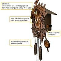 CUCKOO CLOCK Tradicionalna brvnara Šumska kuća Sat Ručno izrađeni drveni zid P-endulum kvarcni sat