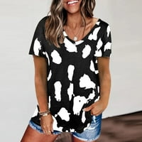 Ženski vrhovi ljetni leopard Print Raglan kratki rukav Basic T majice Bluzes Majice Crni XL, SAD Veličina