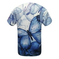 Ženske košulje Ženska modna casual Print V-izrez kratkih rukava tiskana majica plava l