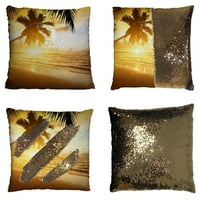 Sunset Beach Palm Trees Nature Otok Primorski reverzibilni sirena Sigaid jastuk jastuk