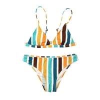 Ženski kupaći kostima Tummy Control zavoja za zavoj za ispis prugasta bikini na plaži Rainbow s tankinis