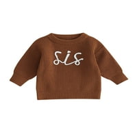Calsunbaby Baby Girls Jesen Zimski pleteni džemper s dugim rukavima slovo za vez pulover pletiva