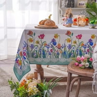 Pravokutnik Spring Stolcloth tiskana cvijeća trava i vintage cvjetni uzorci Stolna krpa za uskrsnu stolnjak