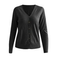 Ženski ležerni kaput - modni tipki dugi rukav casual solidne kratke kaput kardigan bluza crna xxl