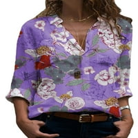 Haiti dame bluze v izrez košulje dugih rukava ured tuničke košulje Poslovni cvjetni print žuti xxl