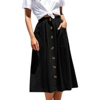 Ženske suknje dugi džepne suknje od pune boje visoka struka modna casual line suknje
