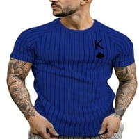 MENS T majica Crew Crt Majica Striped Ljetni vrhovi labavi fit bluza Sport Pulover Khaki l