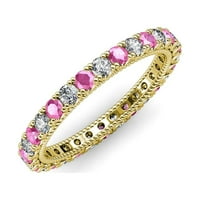 Diamond & Pink Sapphire 1.33-1. Carat TW WOGE SPACHABLE BANDING TEME U 14KU ŽUTO ZLAT.SIZE 6.5