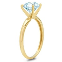 1CT okrugli rez plavi simulirani dijamant 18k žuti zlatni godišnjički angažman prsten veličine 8,75