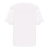 Ženski VRAT čipkasti vrhovi čipke Crochet kratki rukav majica Ležerne prilike pune boje labava ljetna bluza bijela l