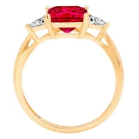 2.32ct princeza rezan crveni simulirani ruby ​​18k žuti zlatni godišnjica angažmana kamena prstena veličine