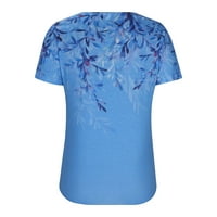 Lovskoo ženski cvjetni tisak Trendy tiskani labavi majica dugmadi kratkih rukava bluza okrugli vrat