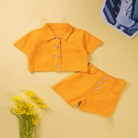 Thaisus novorođenčad Djevojke Ljetna odjeća set kratki rukav gumb gore majica na vrhu kratke hlače