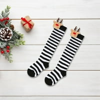 MubIneo Kids Toddler Božićne prugaste čarape Mekana prozračna slatka vilica s koljena na čarape za koljeno