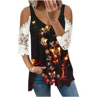 Čipka Crochet Majice kratkih rukava za žene Casual Ljetni cvjetni uzorak Grafičke majice Top Trendy