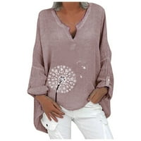 Ženska majica plus veličine Žene Ležerne prilike s dugim rukavima Floral Ispiši labavi V-izrez bluza