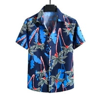 Hanxiulin Mens Ljetni Havaji Velike veličine rever od tiskanog poklopca Ležerne prilike labave majice