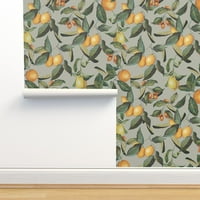 Prenosivi swatch pozadina - Botanički citrusni vintage stil limuna Voćnjak Vrt Sage Zelena prilagođena