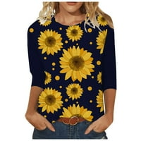 Dressy Outfits za žene Ženska modna posada Ležerne prilike Three Quarter Suncokretorni print The Majica Bluza