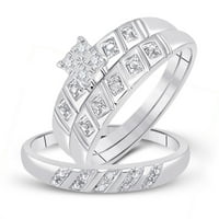 Dijamantna ponuda 14KT bijelo zlato Njegova njena okrugla dijamantski klaster podudaranje vjenčanja