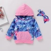 Dadaria Toddler Dukset-novorođenče novorođenčad Dječji dječaci Djevojke Tie-boje moda Držite topla kapuljača + hlače + hat outfit Pink 80, TODDLER