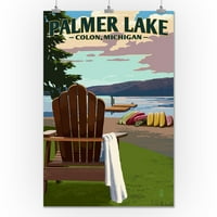 Colon, Michigan - Palmer Lake - Adirondack stolice - Lintna Press Artwork
