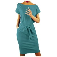 Ženska modna cool puna boja casual formol party kratki rukav elegantna haljina zelena xl