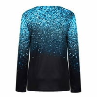 Sparkly dugi rukav za žene Dressy Casual V izrez Dye Ispiši labavu fit košulju plus veličine Bluze izlaze