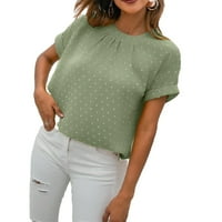 Ležerne bluza sa čvrstim okruglim vratom kratki rukav mint zelene ženske bluze