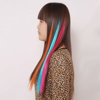 BCloud žene sintetičke dlake duge ravne multi boje produžena perika za kosu