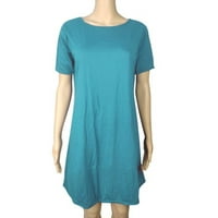 Ženska okrugla dekolte modna mini puna linijska ljetna haljina s kratkim rukavima Sky Blue s