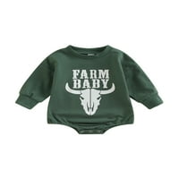 Wassery novorođenčad dječake dječaci jesen zimska odjeća slovo krava print s dugim rukavima ROMPER kombinezon za novorođenčad Dječji pulover vrh