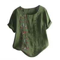 T majice za žene Trendi majice Loose i Ležerne prilike Cvijeće Pamučne lavande lavande ispišene bluze Thirts za žene