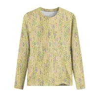 Pyju Fall modni duksevi za žene Prime Day Cleance, cvjetni print Boho pulover Dukseri s dugim rukavima