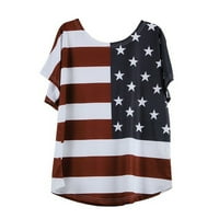 Ikevan plus veličina Ženska labava bluza Star Stripe Stripe američka zastava Amerika Majica