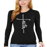 Junior's Cross Faith Crna dugačka SLV V-izrez majica 3x-velika crna
