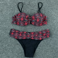 TAWOP WOMENS kupaći kostim ženama ispisuju struk dva bikinija kupaća kostim crna veličina XL