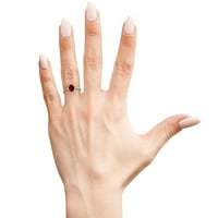 Superjeweler Carat ovalni oblik granata i dva dijamantna prstena u srebru sterlinga za žene