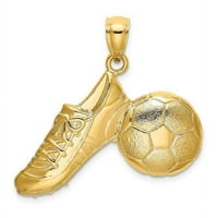 14k žuto zlato 2-d polirana fudbalska lopta i privjesak za cipele